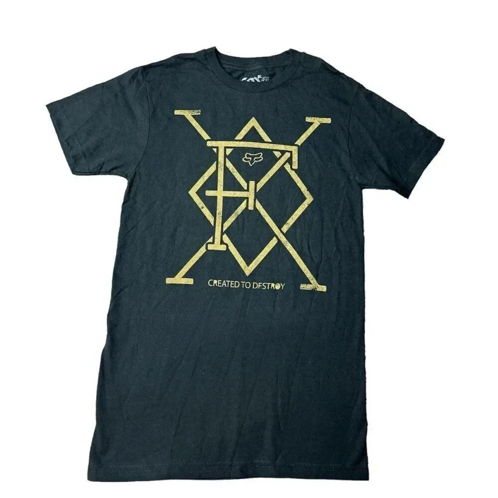 FOX Munity SS Created to Destroy Men's Graphic Tee Black Slim Fit Size S New